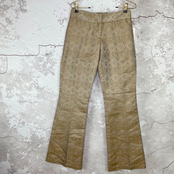 Liquid Gold Silk Brocade Bootcut Pants 2 NWT - Picture 1 of 10